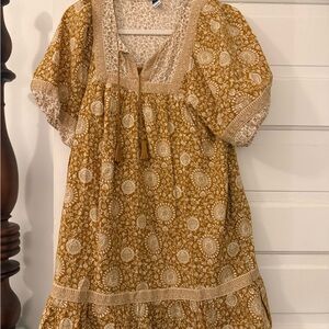 Old Navy Mustard Yellow Floral Boho Dress